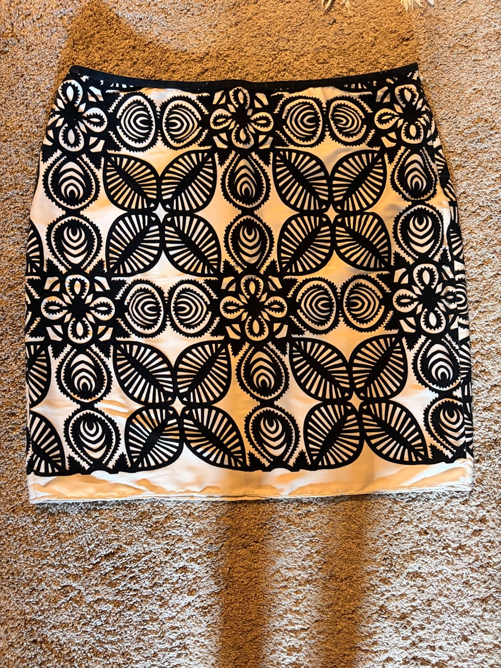 Black and Cream Patterned Women's Skirt